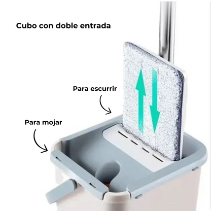 Fregona con Cubo Autoescurrible – 3 Mopas Reutilizables