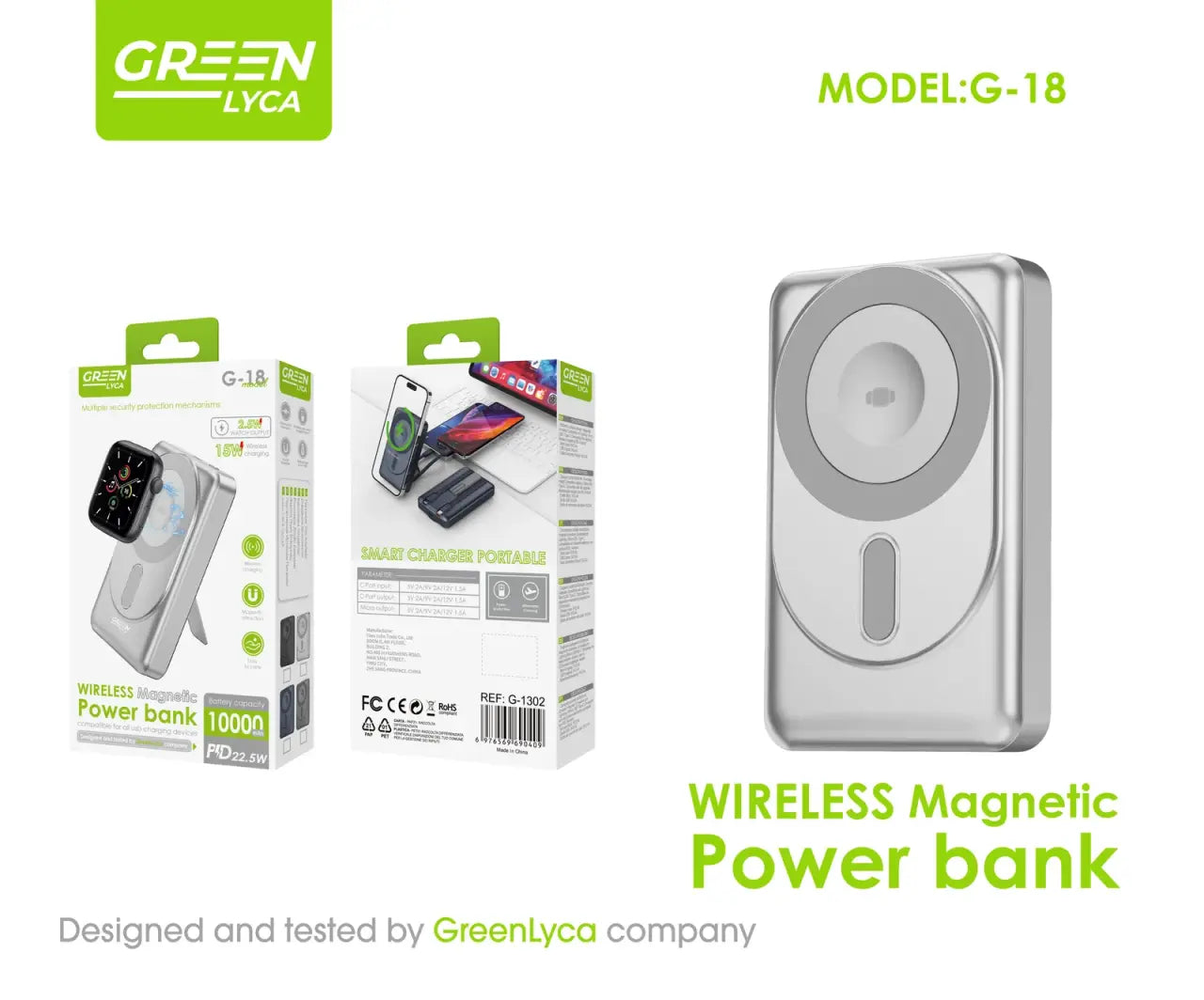 Cargador Inalámbrico Magnético & Fuente de Alimentación por Cable